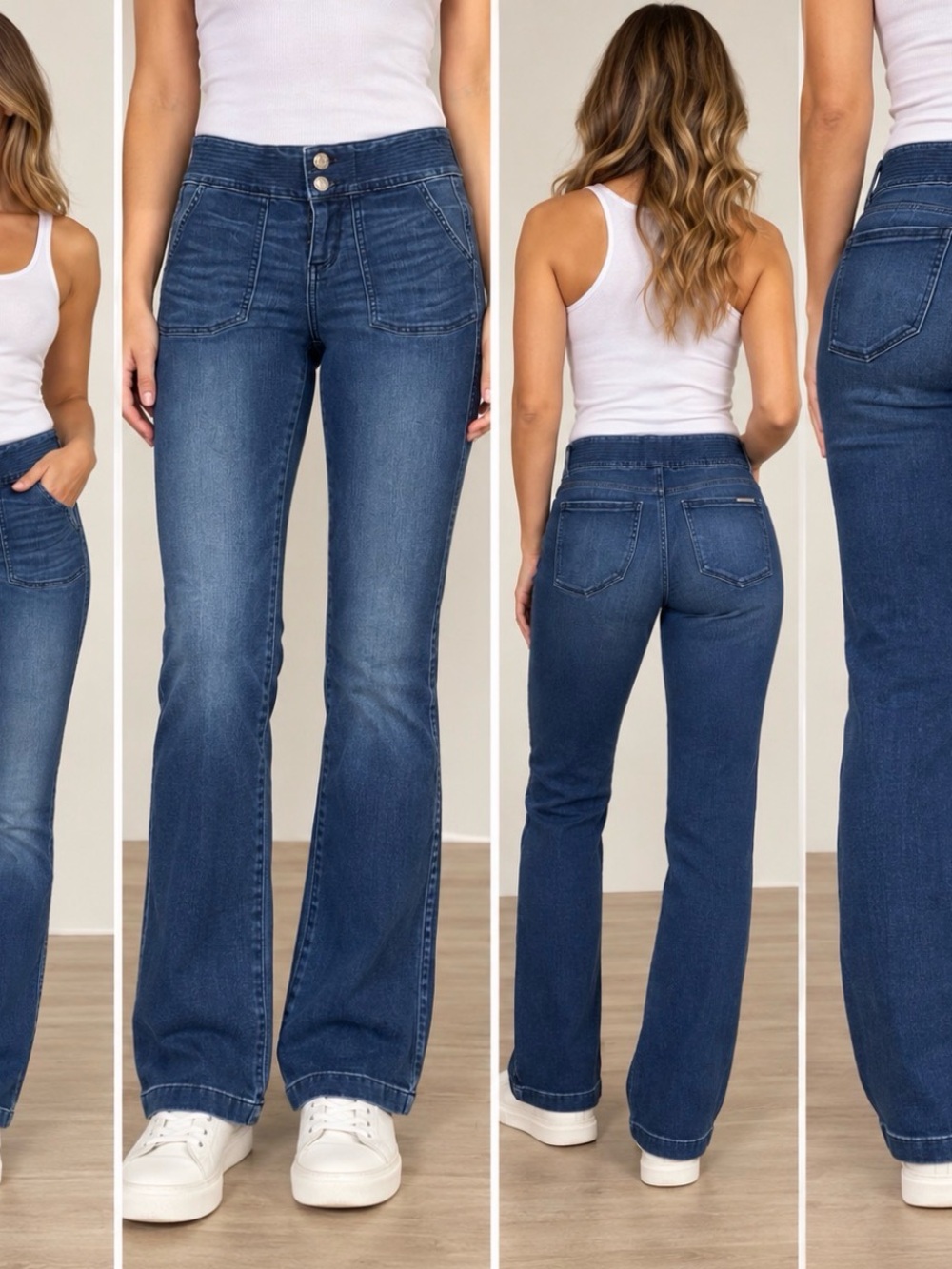 White House Black Market Dark Blue High-Rise Flare Jeans